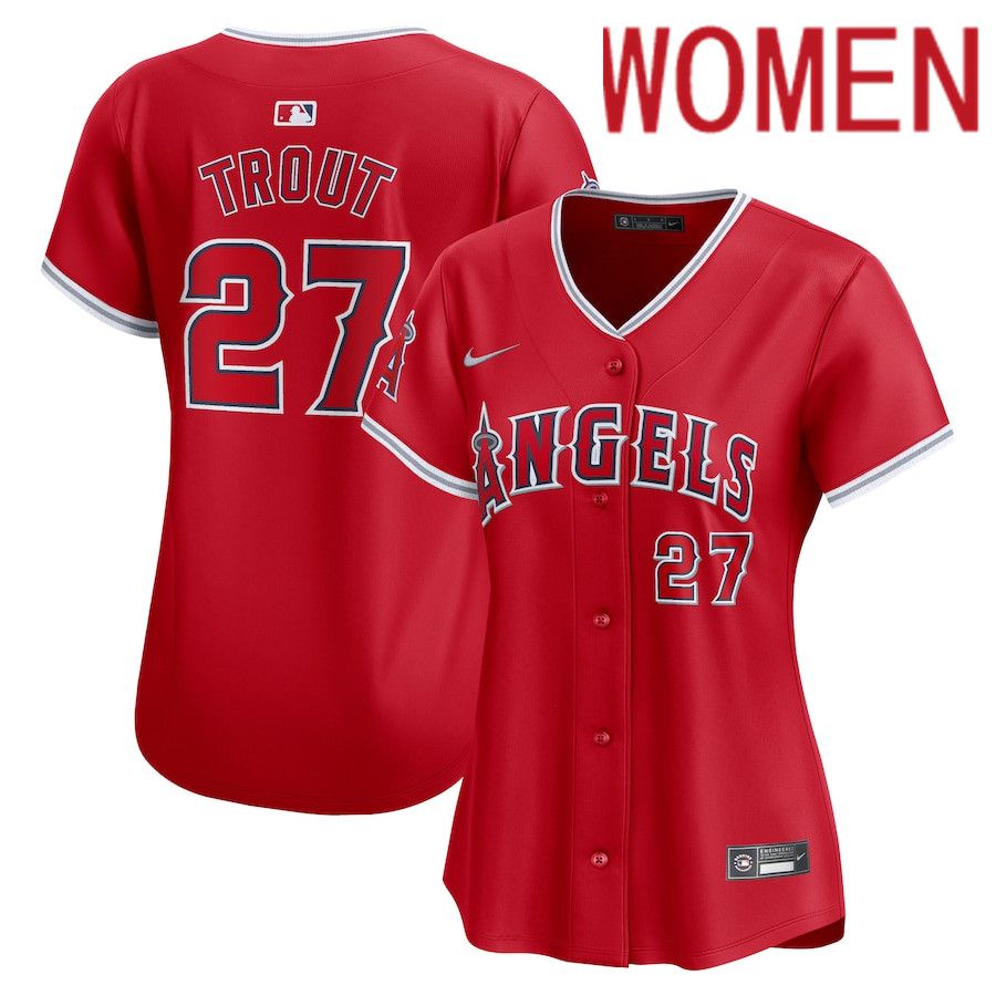 Women Los Angeles Angels #27 Mike Trout Nike Red Alternate Limited Player MLB Jersey